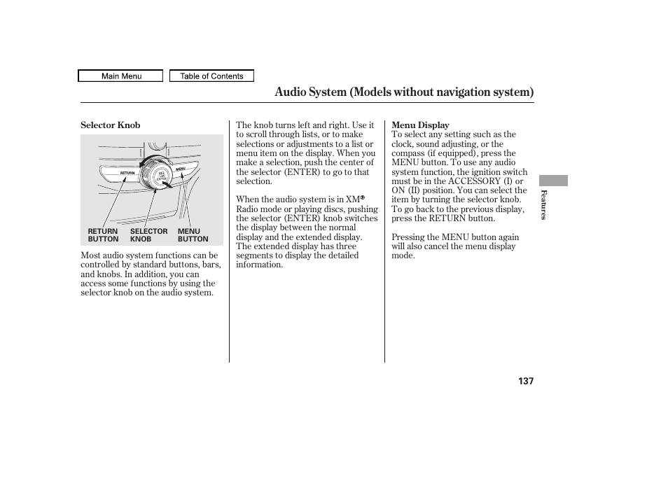 Audio system (models without navigation system) | HONDA 2010 Accord Crosstour User Manual | Page 140 / 434