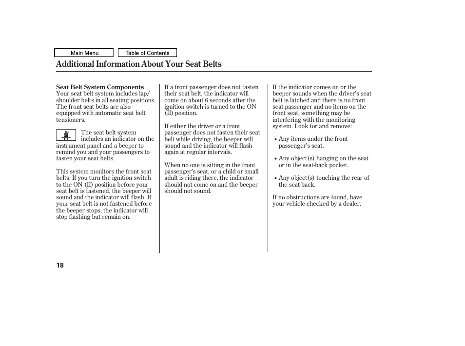 Additional information about your seat belts | HONDA 2010 Accord Crosstour User Manual | Page 21 / 434