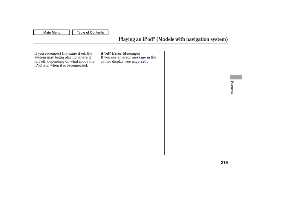 Playing an ipod (models with navigation system) | HONDA 2010 Accord Crosstour User Manual | Page 222 / 434
