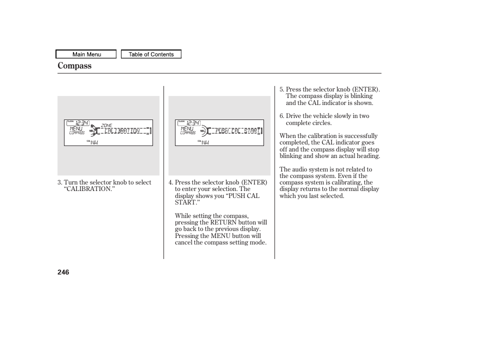 Compass | HONDA 2010 Accord Crosstour User Manual | Page 249 / 434