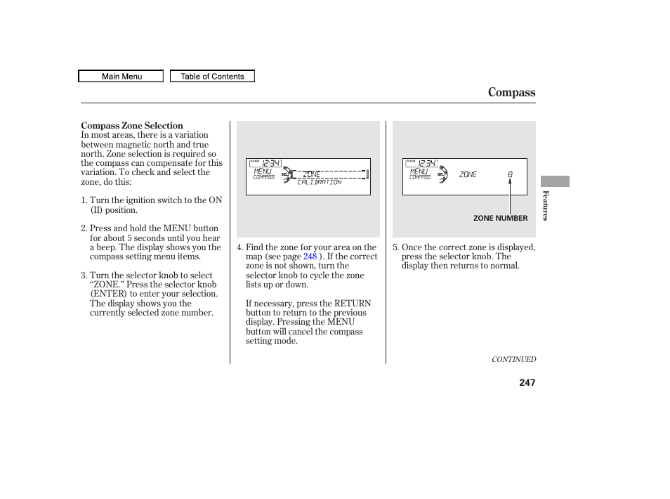 Compass | HONDA 2010 Accord Crosstour User Manual | Page 250 / 434