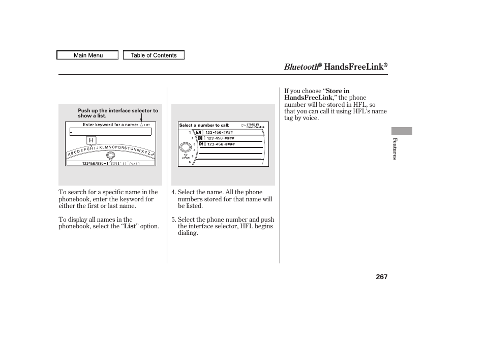 Handsfreelink, Bluetooth | HONDA 2010 Accord Crosstour User Manual | Page 270 / 434