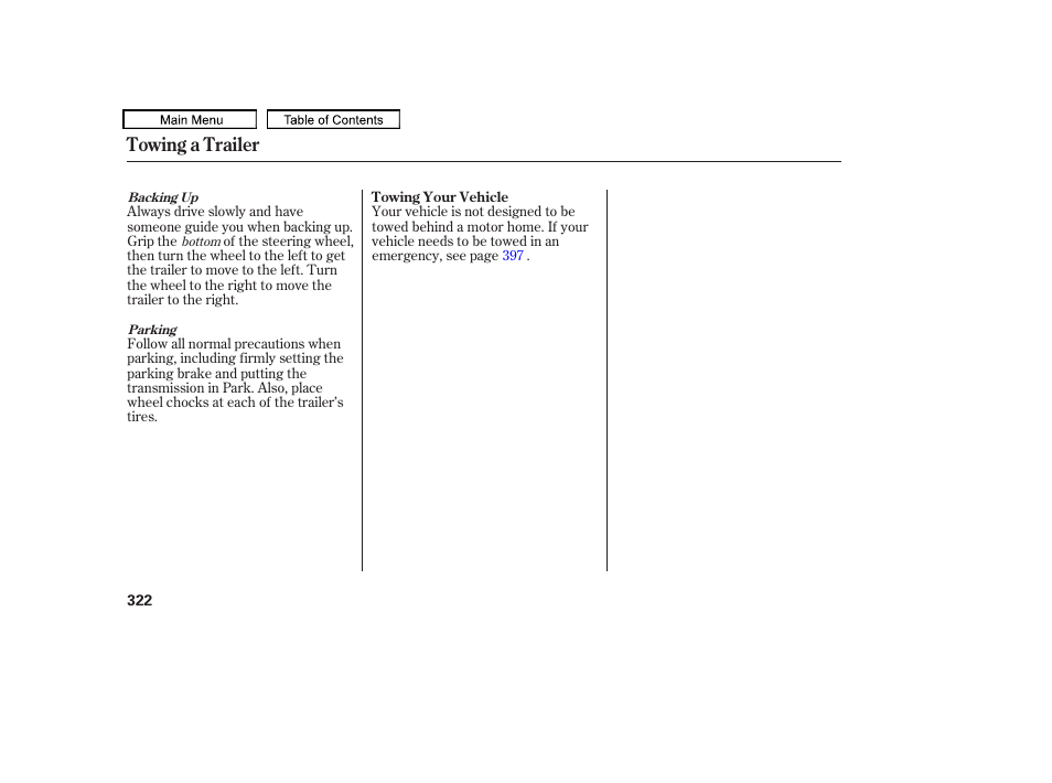 Towing a trailer | HONDA 2010 Accord Crosstour User Manual | Page 325 / 434