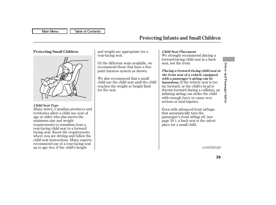 Protecting infants and small children | HONDA 2010 Accord Crosstour User Manual | Page 42 / 434