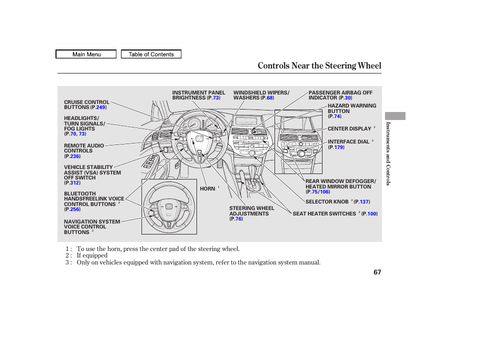 Untitled, Controls near the steering wheel, 2010 accord crosstour | HONDA 2010 Accord Crosstour User Manual | Page 70 / 434