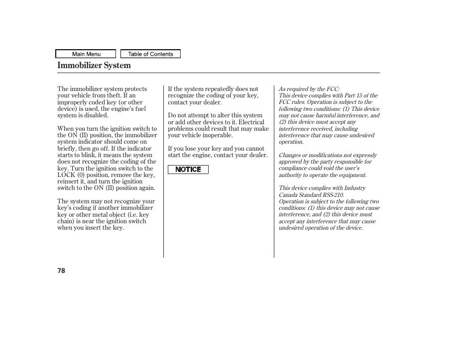 Immobilizer system | HONDA 2010 Accord Crosstour User Manual | Page 81 / 434