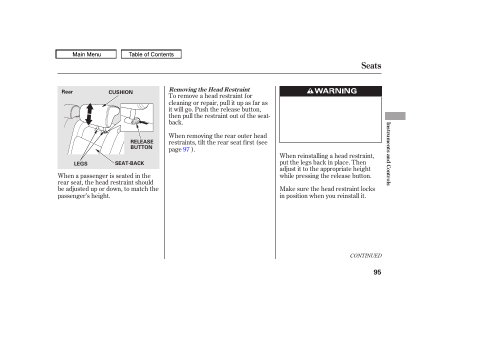 Seats, 2010 accord crosstour | HONDA 2010 Accord Crosstour User Manual | Page 98 / 434