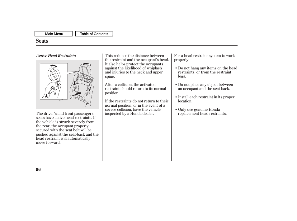 Seats | HONDA 2010 Accord Crosstour User Manual | Page 99 / 434