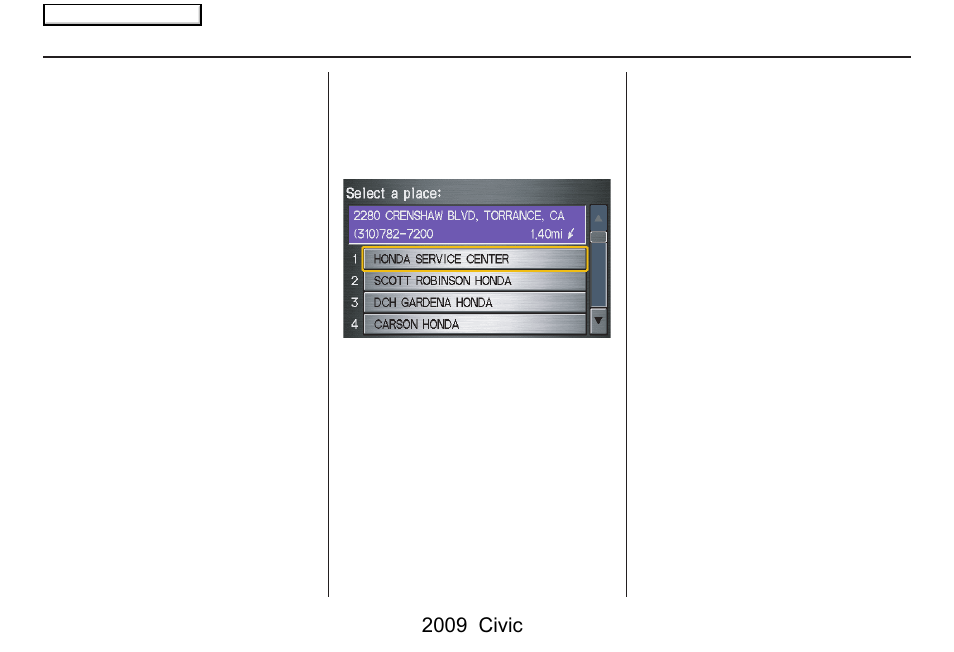 Entering a destination, 2009 civic | HONDA 2009 Civic Navigation User Manual | Page 35 / 151