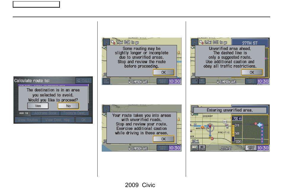 Driving to your destination, 2009 civic | HONDA 2009 Civic Navigation User Manual | Page 62 / 151