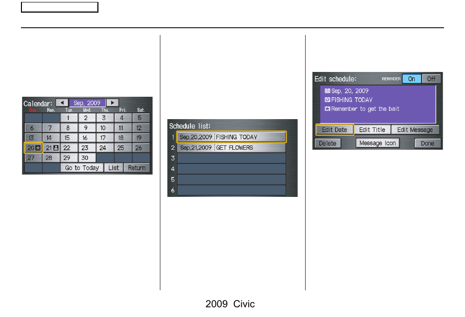 Information features, 2009 civic | HONDA 2009 Civic Navigation User Manual | Page 71 / 151