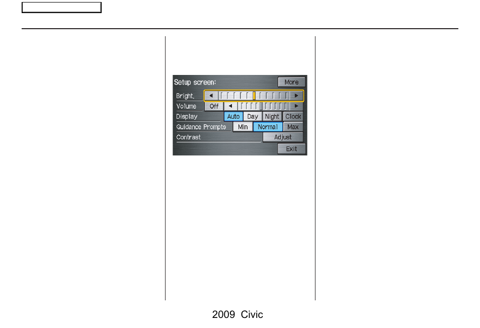 System setup, 2009 civic | HONDA 2009 Civic Navigation User Manual | Page 74 / 151