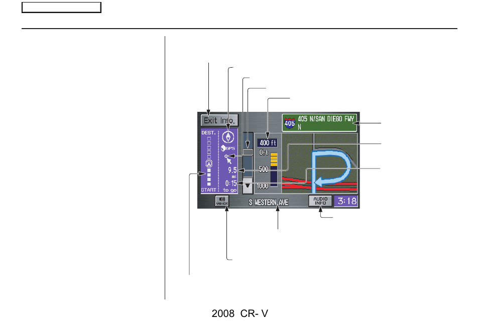 Driving to your destination, 2008 cr- v, Guidance screen | HONDA 2008 CR-V Navigation User Manual | Page 50 / 145