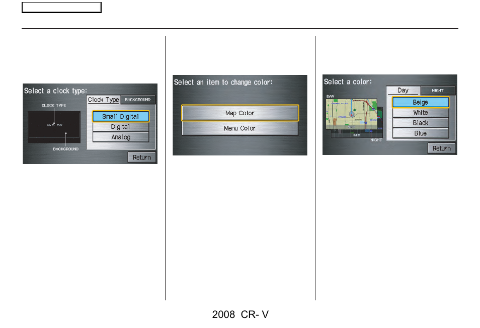 System set-up, 2008 cr- v | HONDA 2008 CR-V Navigation User Manual | Page 93 / 145