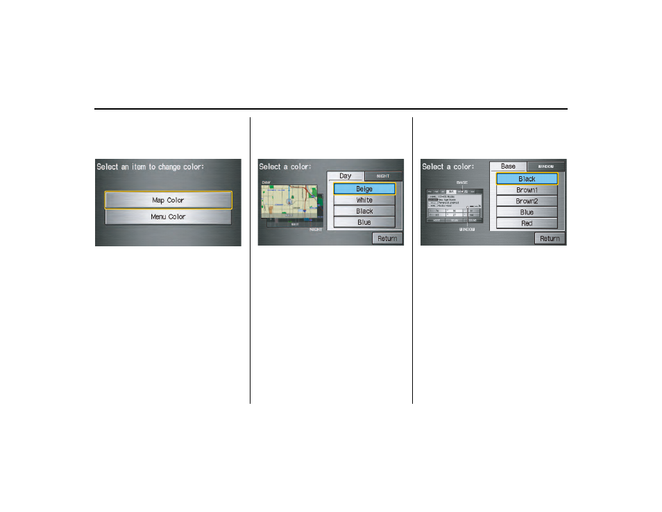 Color, System setup | HONDA 2013 Ridgeline Navigation User Manual | Page 100 / 152