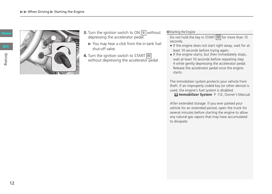 HONDA 2013 Civic CNG User Manual | Page 12 / 41