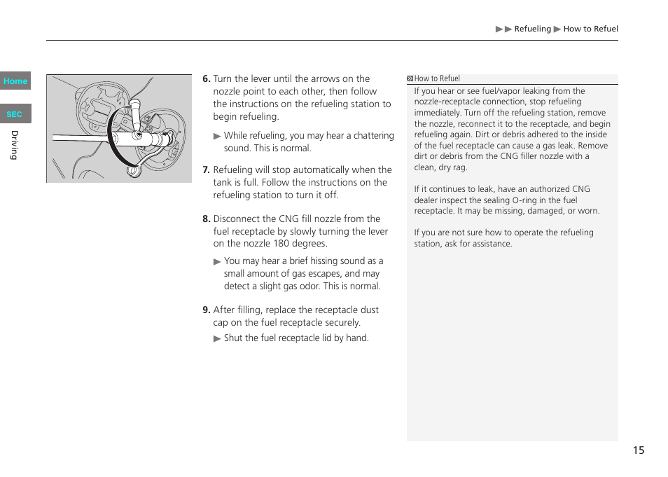 HONDA 2013 Civic CNG User Manual | Page 15 / 41