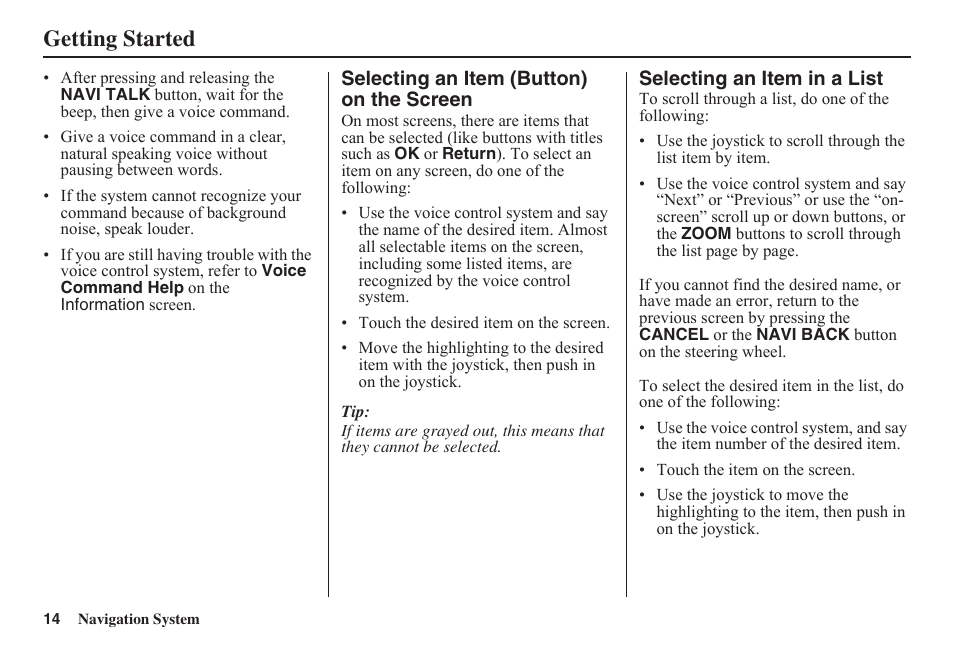 Getting started | HONDA 2011 Civic Navigation User Manual | Page 15 / 154