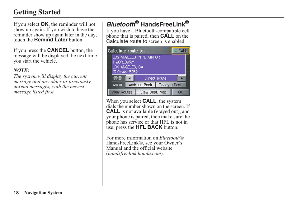 Getting started | HONDA 2011 Civic Navigation User Manual | Page 19 / 154