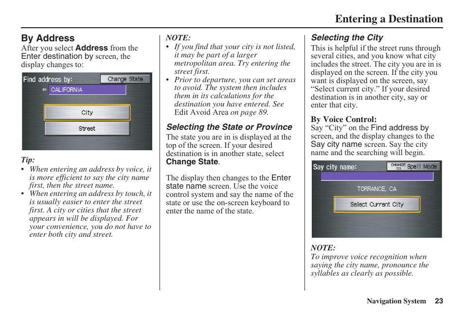Entering a destination | HONDA 2011 Civic Navigation User Manual | Page 24 / 154