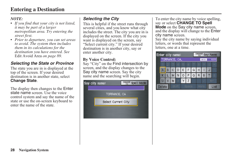 Entering a destination | HONDA 2011 Civic Navigation User Manual | Page 29 / 154