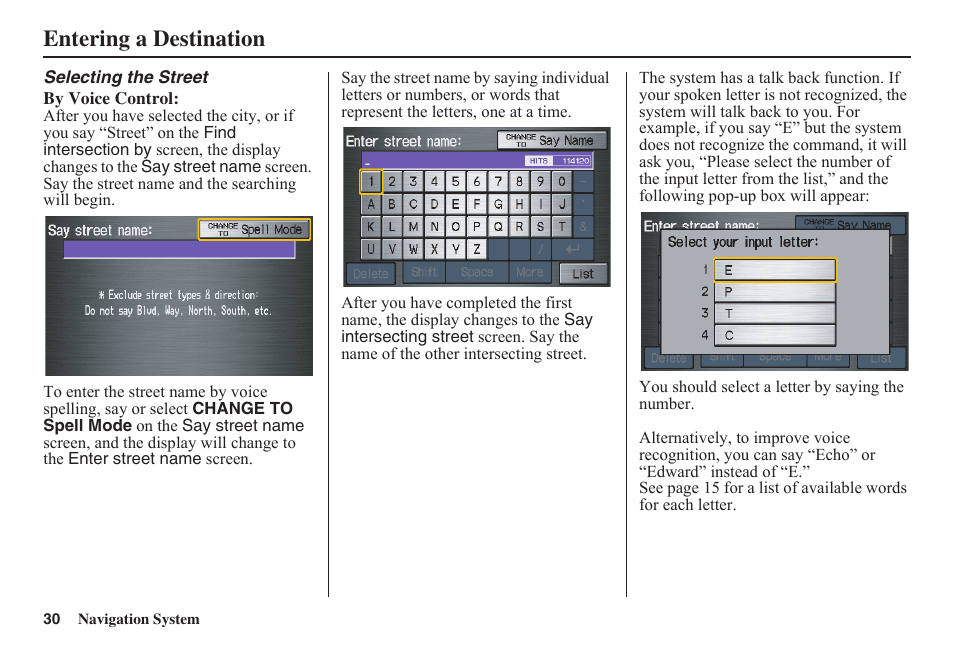 Entering a destination | HONDA 2011 Civic Navigation User Manual | Page 31 / 154
