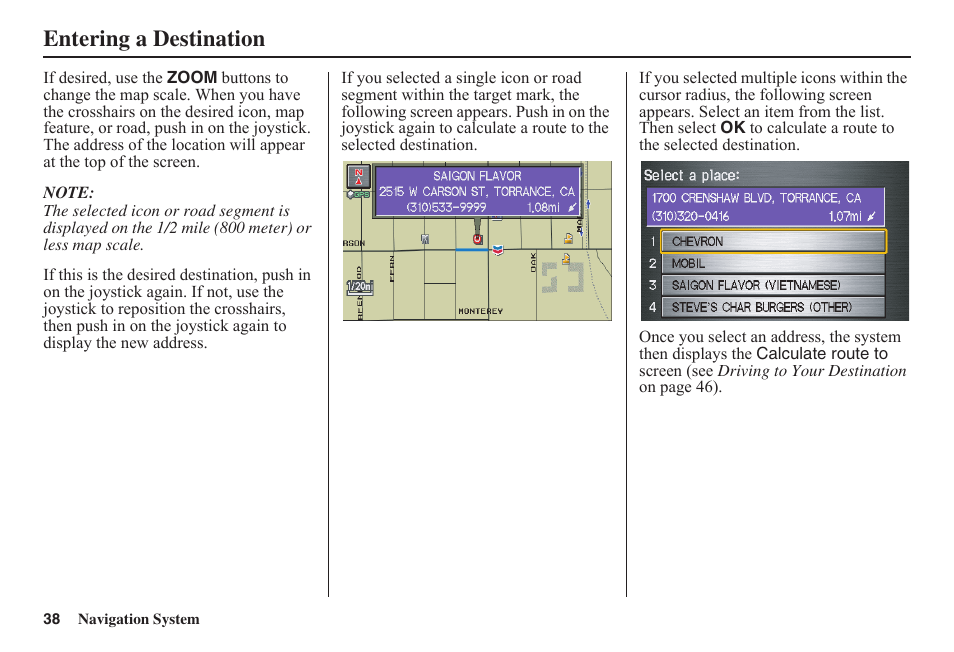 Entering a destination | HONDA 2011 Civic Navigation User Manual | Page 39 / 154