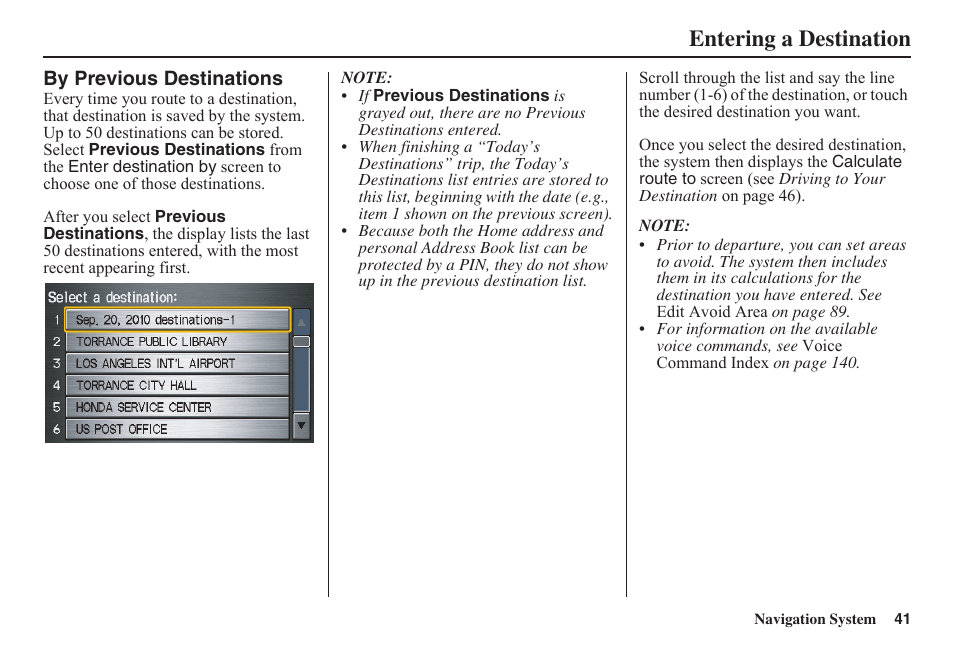 Entering a destination | HONDA 2011 Civic Navigation User Manual | Page 42 / 154