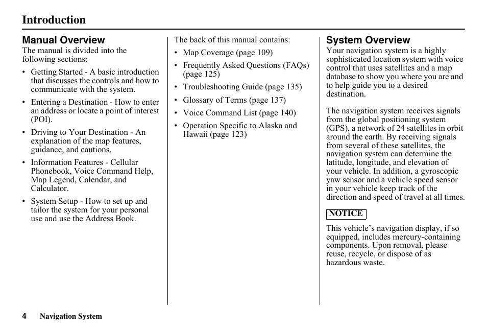 Introduction | HONDA 2011 Civic Navigation User Manual | Page 5 / 154
