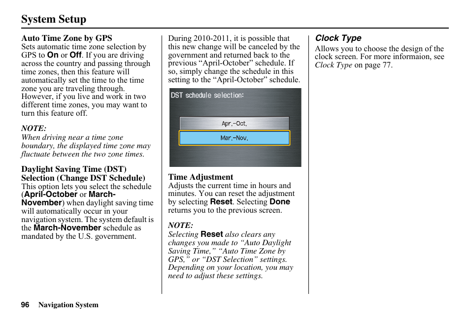 System setup | HONDA 2011 Civic Navigation User Manual | Page 97 / 154