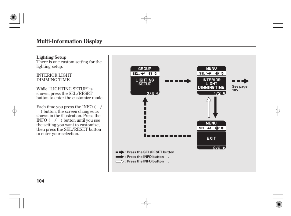 Multi-information display | HONDA 2011 Insight User Manual | Page 110 / 466