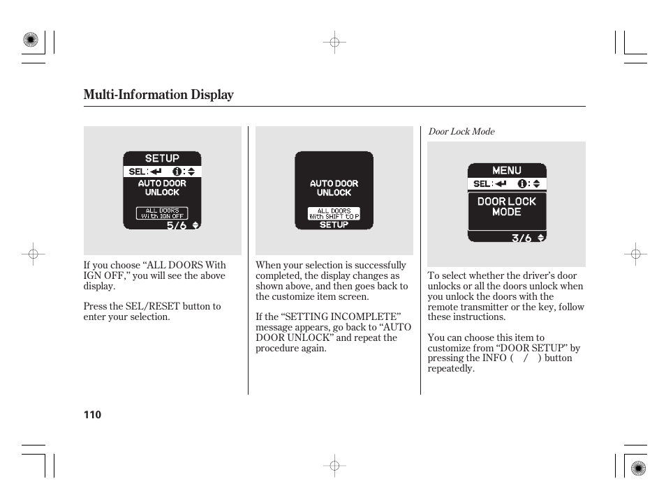 Multi-information display | HONDA 2011 Insight User Manual | Page 116 / 466