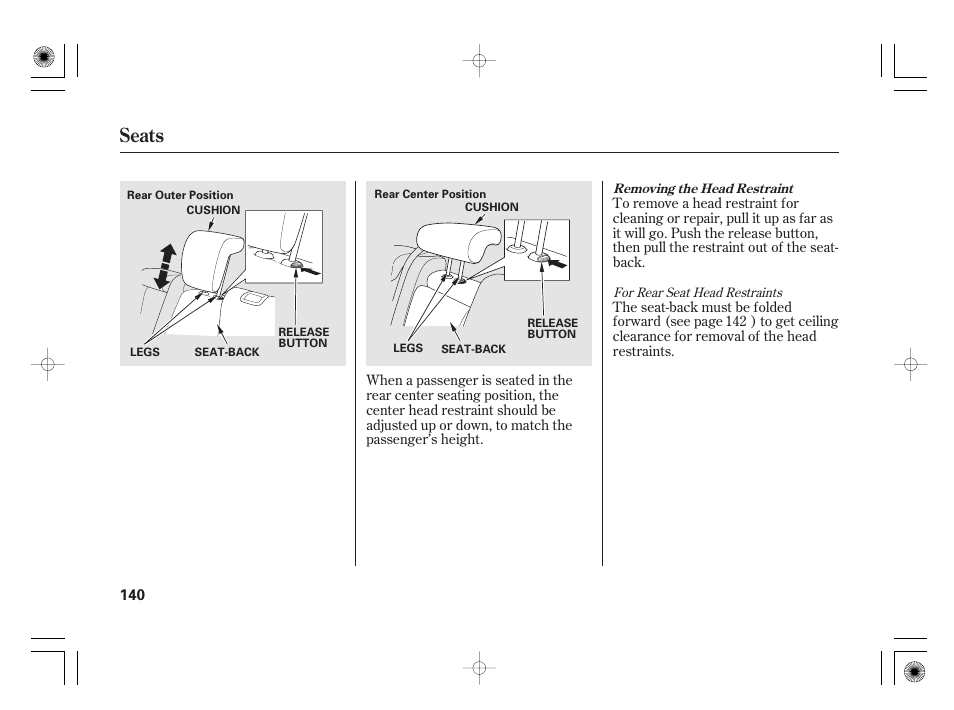 Seats | HONDA 2011 Insight User Manual | Page 146 / 466