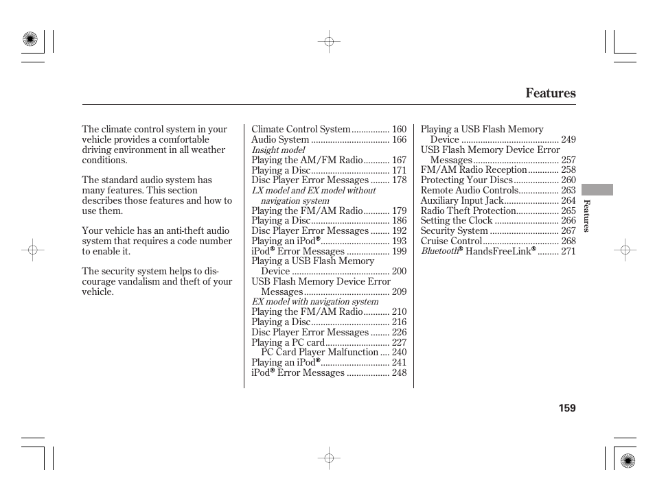Features | HONDA 2011 Insight User Manual | Page 165 / 466