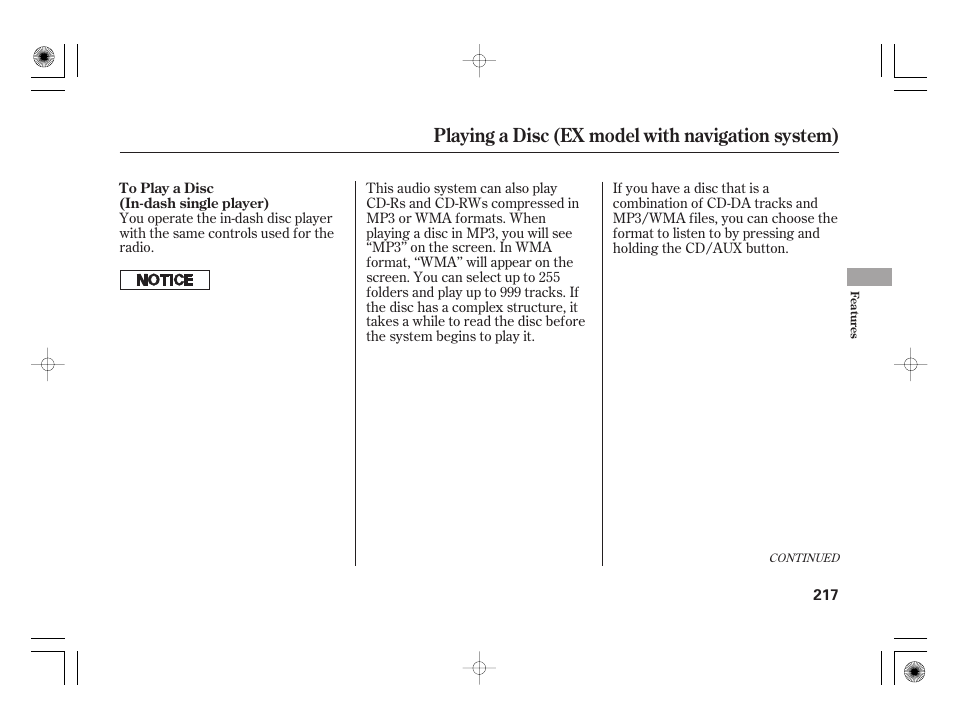 Playing a disc (ex model with navigation system) | HONDA 2011 Insight User Manual | Page 223 / 466
