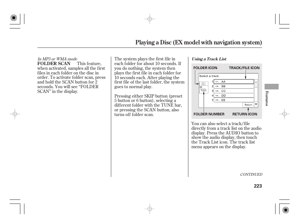 Playing a disc (ex model with navigation system) | HONDA 2011 Insight User Manual | Page 229 / 466