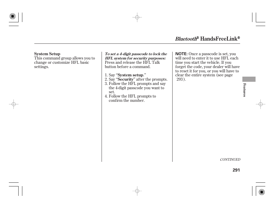 Handsfreelink, Bluetooth | HONDA 2011 Insight User Manual | Page 297 / 466