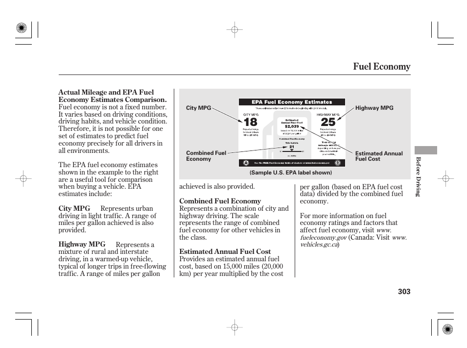 Fuel economy | HONDA 2011 Insight User Manual | Page 309 / 466