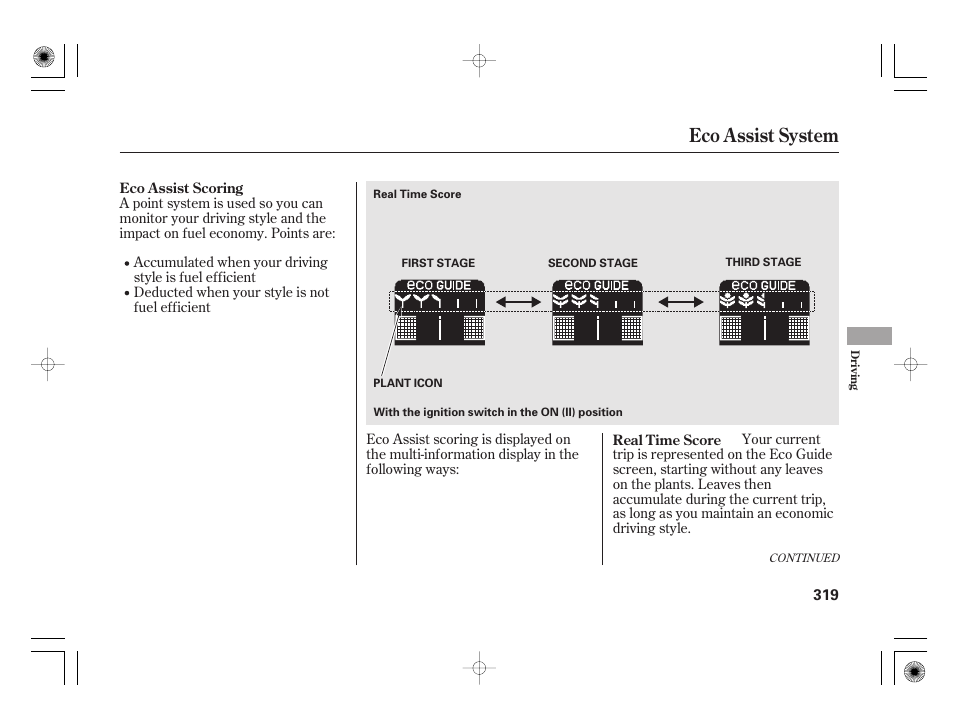 Eco assist system | HONDA 2011 Insight User Manual | Page 325 / 466