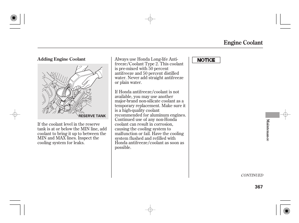 Engine coolant | HONDA 2011 Insight User Manual | Page 373 / 466