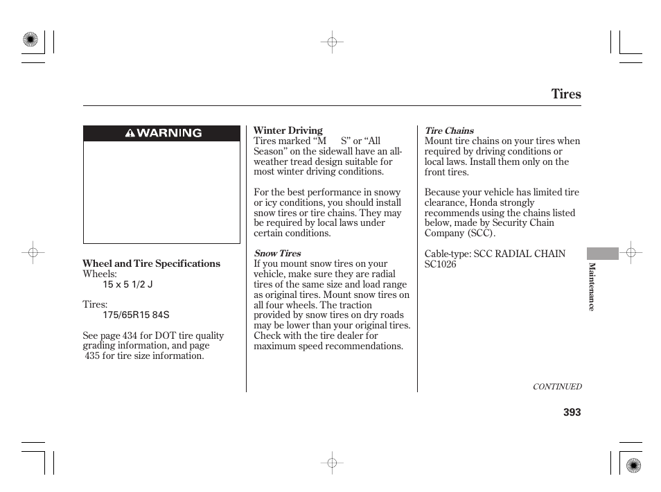 Tires | HONDA 2011 Insight User Manual | Page 399 / 466