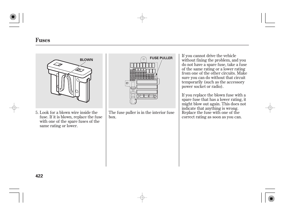 Fuses | HONDA 2011 Insight User Manual | Page 428 / 466