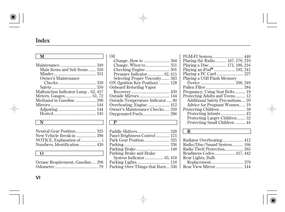 Index | HONDA 2011 Insight User Manual | Page 462 / 466