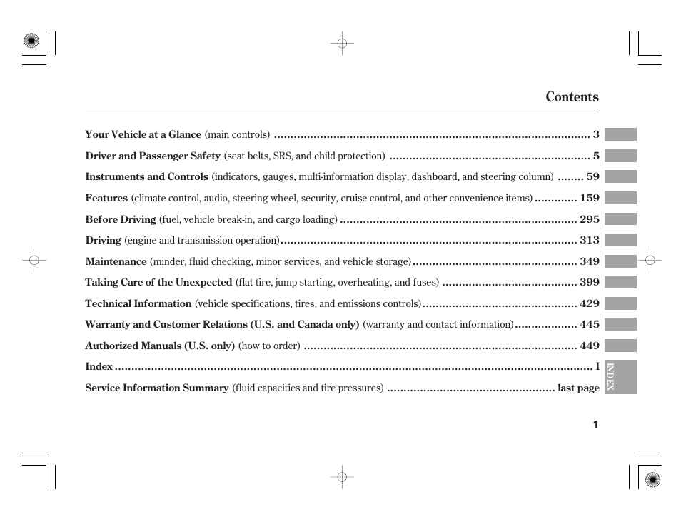 HONDA 2011 Insight User Manual | Page 7 / 466