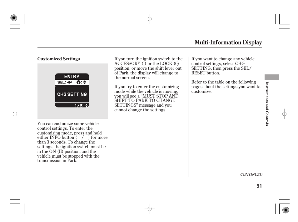 Multi-information display | HONDA 2011 Insight User Manual | Page 97 / 466