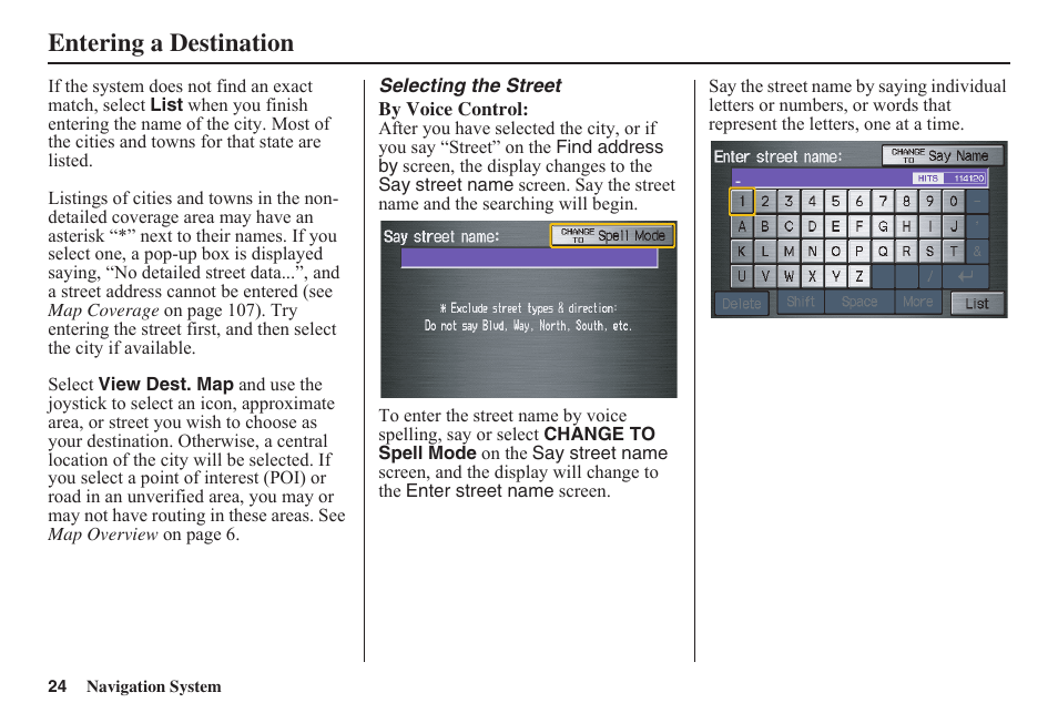 Entering a destination | HONDA 2011 Fit Navigation User Manual | Page 25 / 152
