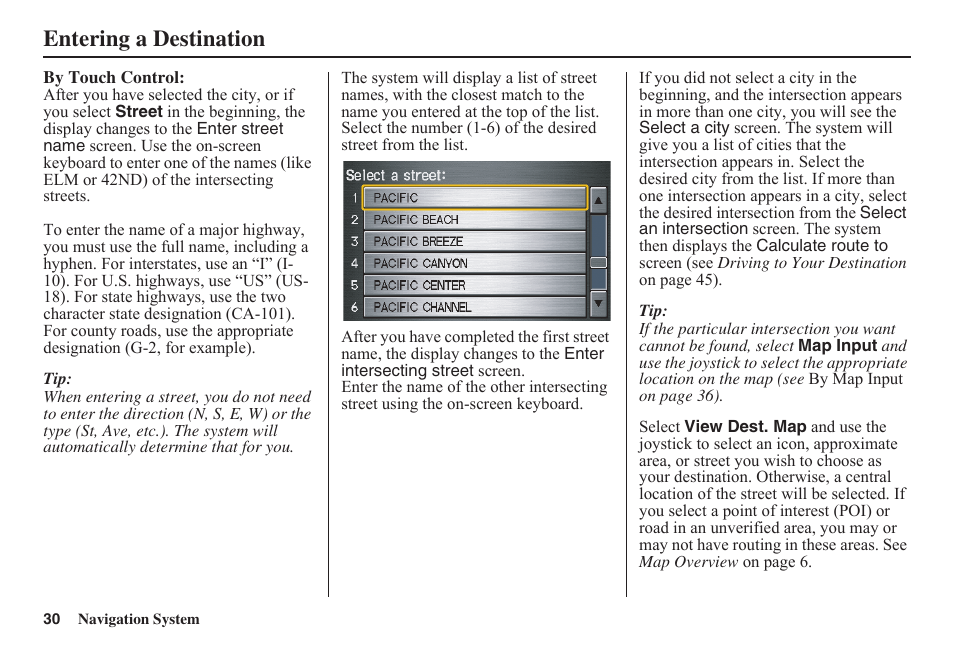Entering a destination | HONDA 2011 Fit Navigation User Manual | Page 31 / 152