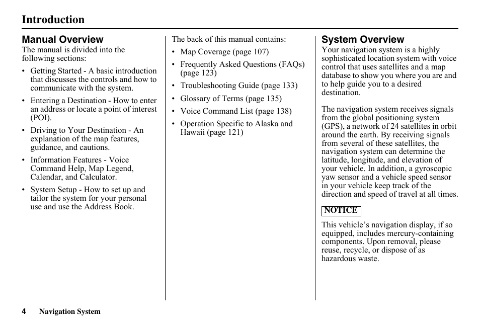 Introduction | HONDA 2011 Fit Navigation User Manual | Page 5 / 152