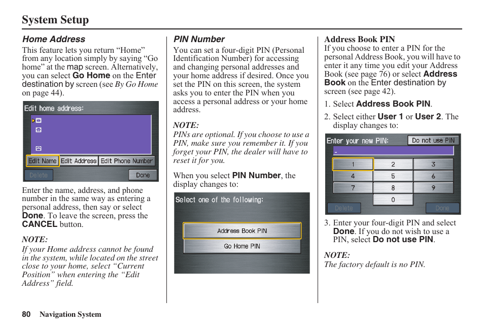 System setup | HONDA 2011 Fit Navigation User Manual | Page 81 / 152
