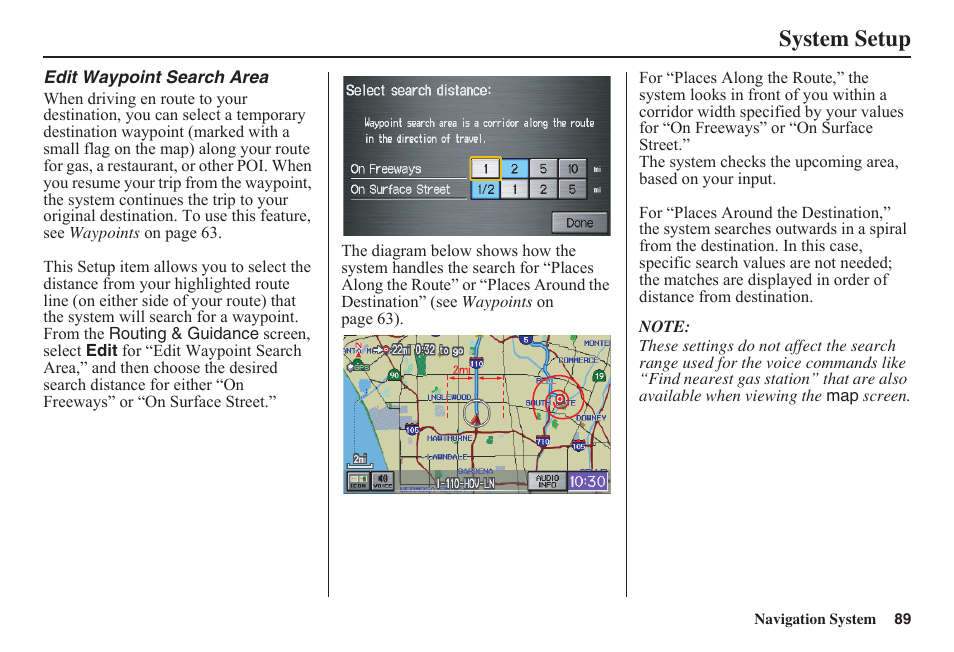 System setup | HONDA 2011 Fit Navigation User Manual | Page 90 / 152